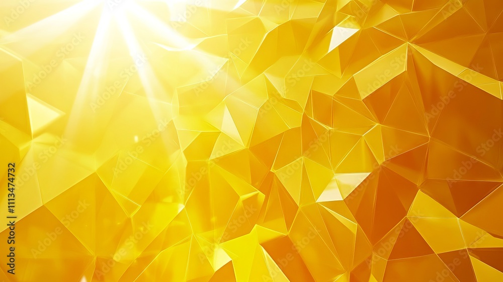 Vibrant modern yellow geometric polygon background with radiant sun rays and abstract design elements Vibrant modern yellow geometric polygon background with radiant sun rays and abstract design elements