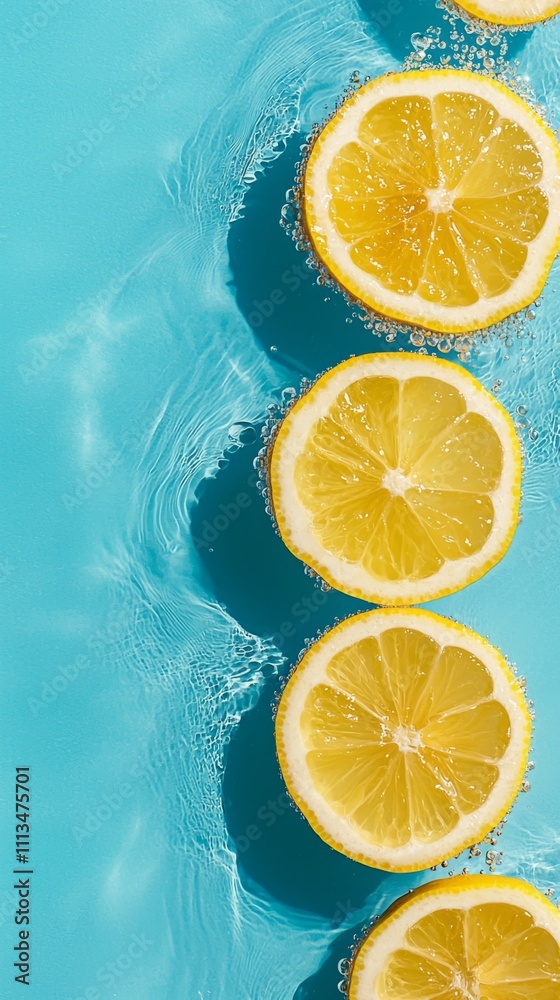 Lemons floating on bright blue water with reflections of sunlight. Bright lemons and clear blue water evoke a feeling of freshness and enjoyment in summer days. Summer concept, copy space. Lemons floating on bright blue water with reflections of sunlight. Bright lemons and clear blue water evoke a feeling of freshness and enjoyment in summer days. Summer concept, copy space.