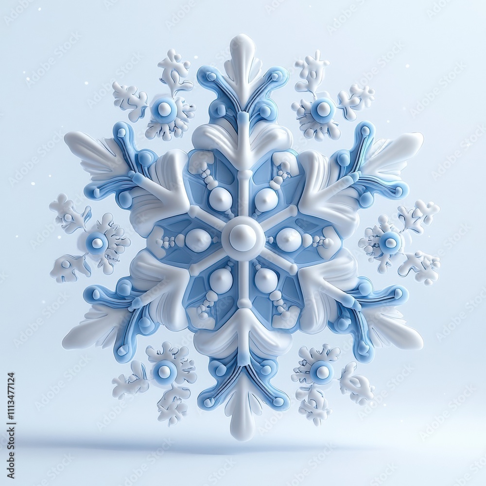 Winter's Embrace: 3D Render of an Ornate Snowflake Winter's Embrace: 3D Render of an Ornate Snowflake