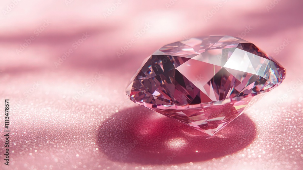 banner for a jewelry store with copy space, pink diamond on a pink background close-up with space banner for a jewelry store with copy space, pink diamond on a pink background close-up with space