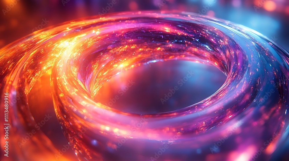 Overlapping arcs of holographic streaks in vibrant hues creating an energetic and modern abstract design Overlapping arcs of holographic streaks in vibrant hues creating an energetic and modern abstract design