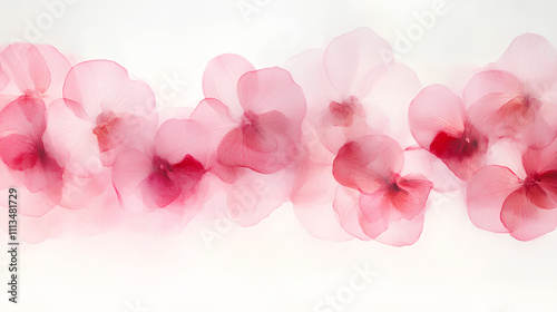 Blurred Pink Orchid Flowers on Clean White Background with Hyperrealistic Details  

