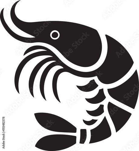 Unique shrimp/prawn silhouette ideal for logo and branding designs.