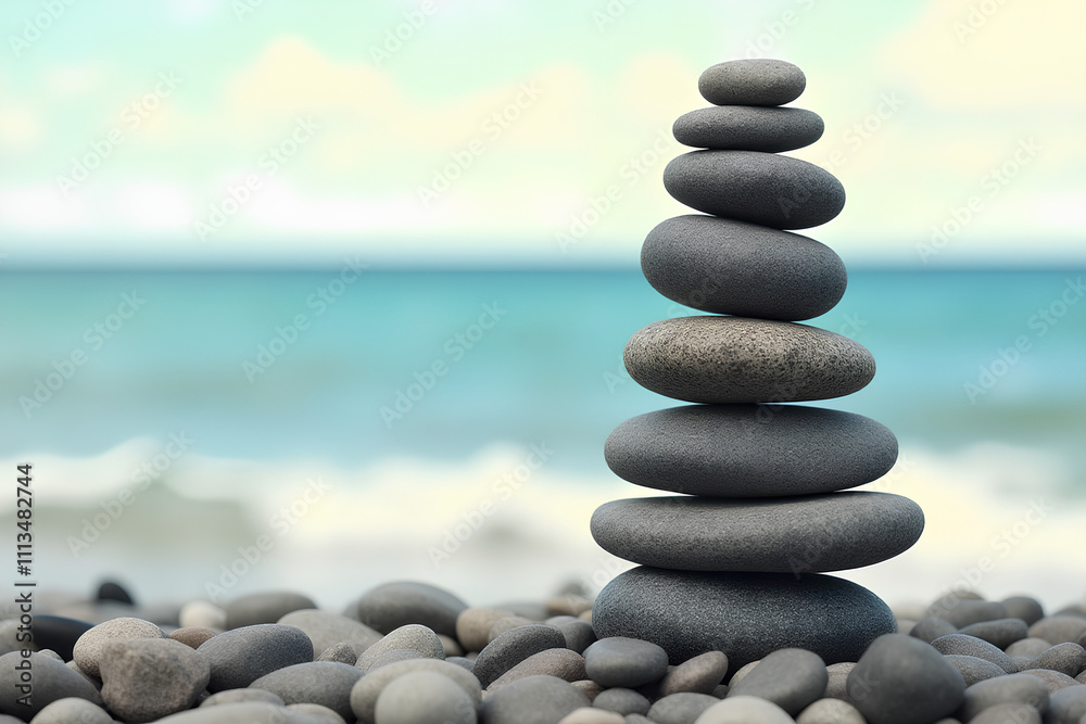 Pebble tower balance harmony pyramid stones arrangement on relaxing background. Pebble tower balance harmony pyramid stones arrangement on relaxing background.