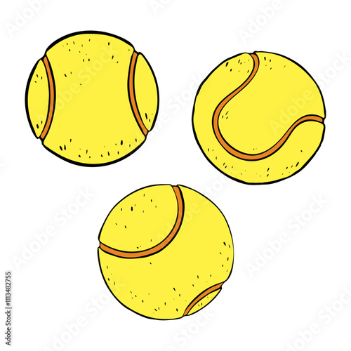 An engaging illustration of colorful tennis balls with designs highlighting the sports energy.Vector 