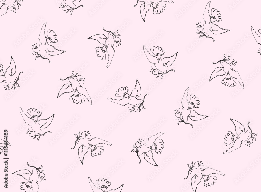 Fototapeta premium bird design textile pattern_pink