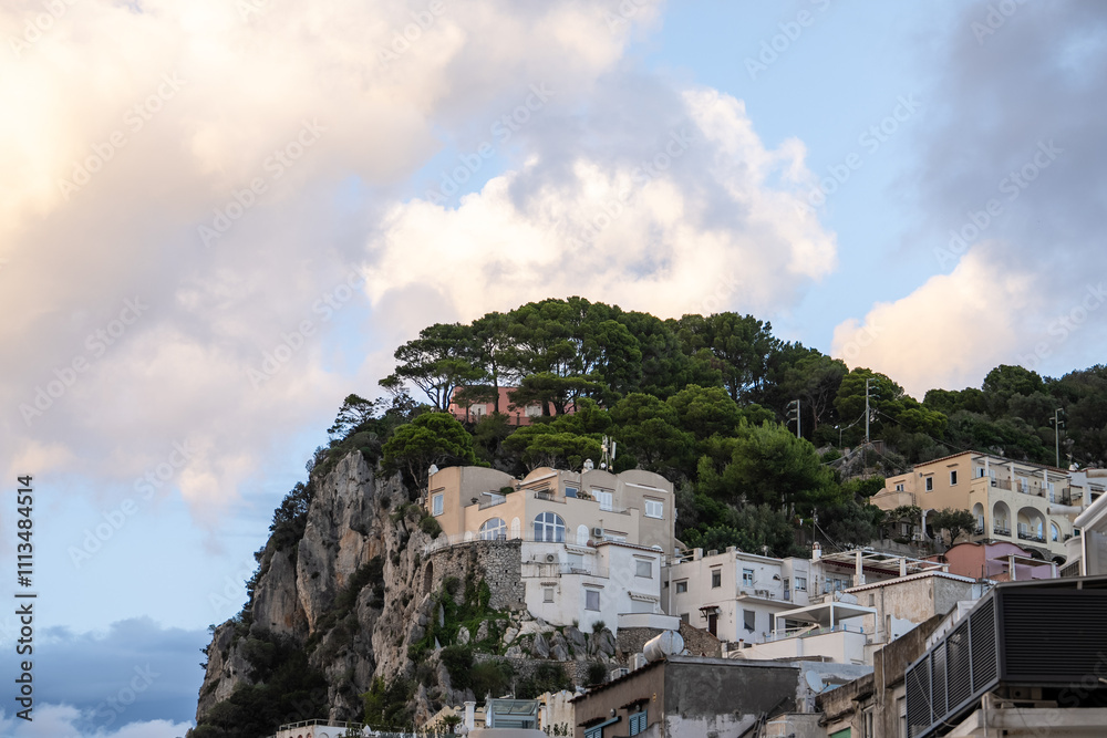 Obraz premium View from Capri Piazzetta square viewpoint with beautiful sky, Capri, Italy.