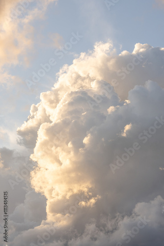 Fototapeta Naklejka Na Ścianę i Meble -  Real majestic sunrise sundown sky background with gentle colorful clouds without birds.
