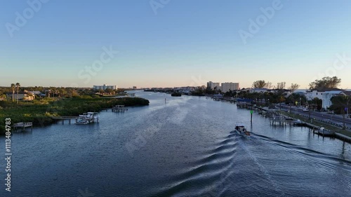 Shoreline Indian Rocks Beach, Clearwater Florida Sunset Drone View photo