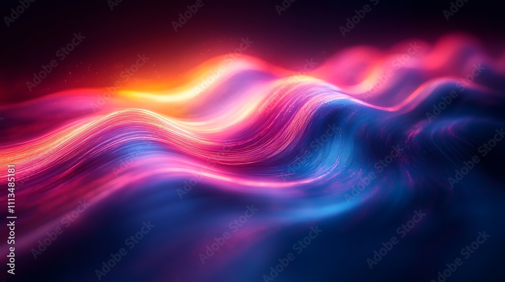 A futuristic composition of flowing light trails in alternative hues of teal lavender and coral A futuristic composition of flowing light trails in alternative hues of teal lavender and coral