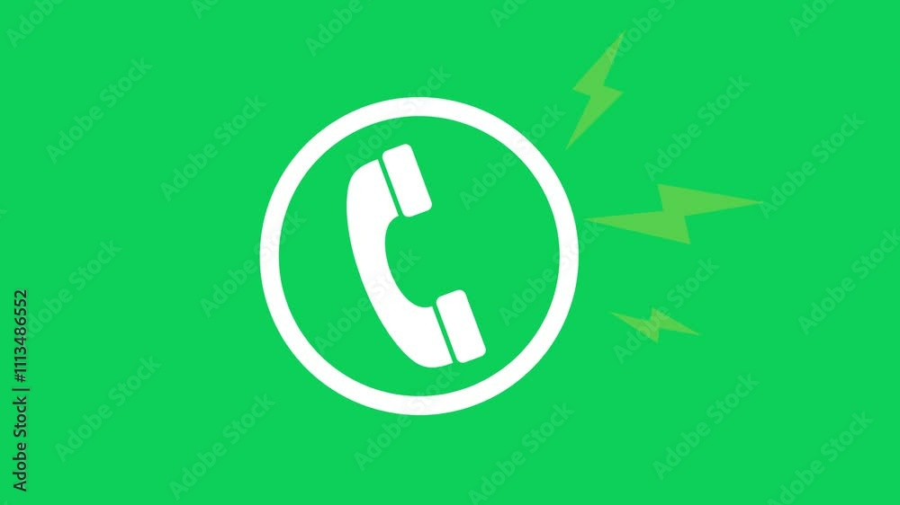 Incoming telephone call icon Animation on green screen chroma key and white background. Phone ring sign in 4K footage. Incoming telephone call icon Animation on green screen chroma key and white background. Phone ring sign in 4K footage.
