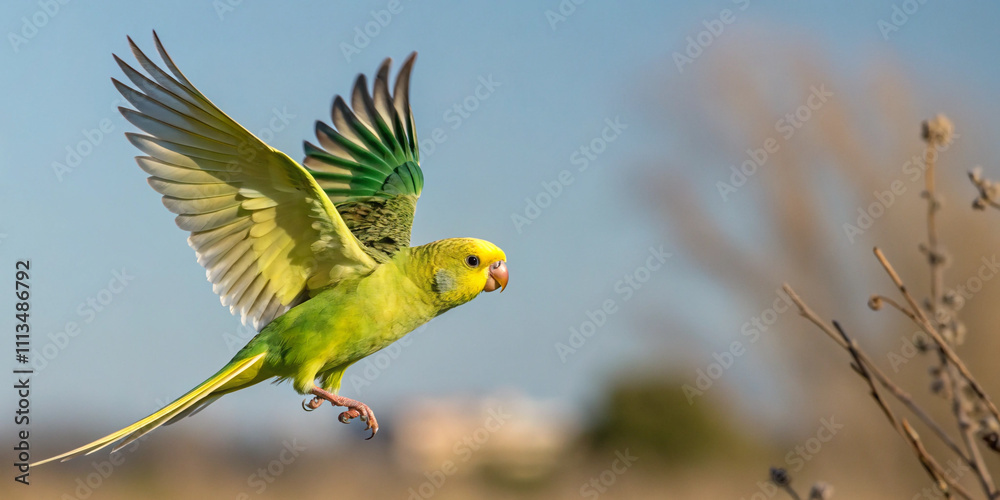 Fototapeta premium Flying Budgie