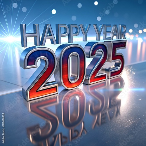 A vibrant and festive scene celebrates the arrival of 2025 with the bold text 