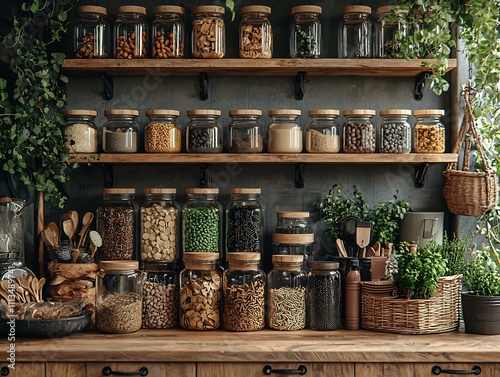 Stylish Kitchen with Zero Waste Storage and Eco Friendly Supplies for Sustainable Living photo