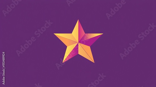 A yellow and pink 3d star on a purple background.