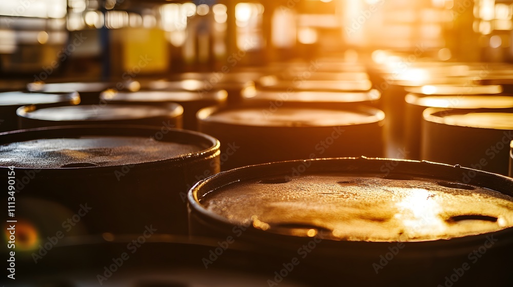 Oil barrels stacked in rows, symbolizing the global reliance on fossil fuels and the need for sustainable energy solutions. Oil barrels stacked in rows, symbolizing the global reliance on fossil fuels and the need for sustainable energy solutions.