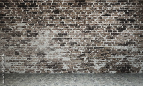 Home and decor and modern interior empty living room design and brick wall pattern background. 3d rendering 