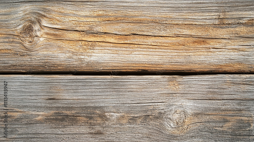 Close-up of weathered wood planks with knots and grain patterns. Weathered Wooden Plank Texture
Close-up of weathered wood planks with knots and grain patterns. Weathered Wooden Plank Texture