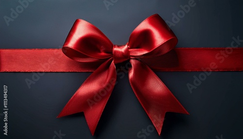 Elegant Red Ribbon Bow on Dark Background: A Symbol of Celebration and Style"