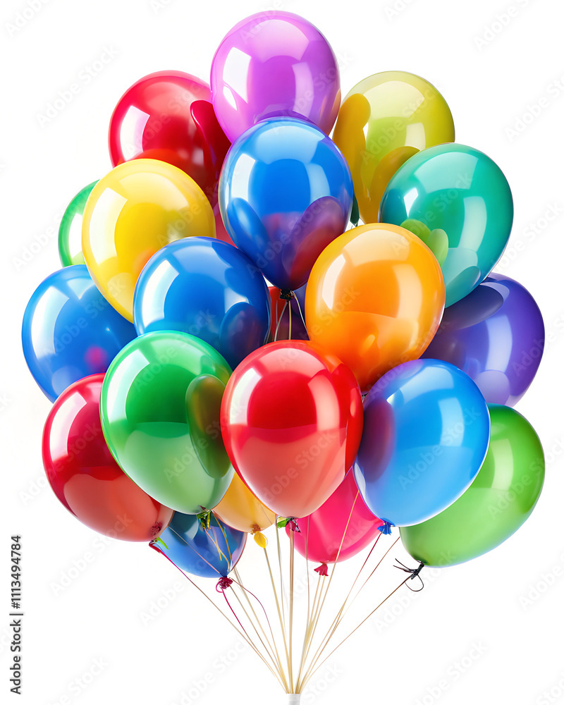 colorful balloons on white background.