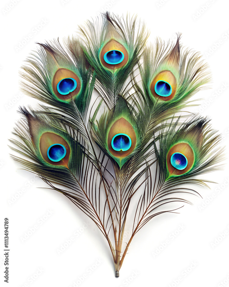 Obraz premium peacock feather isolated on white background.