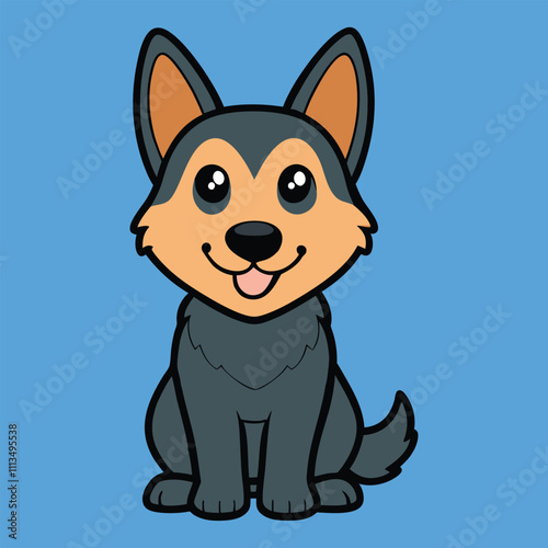 Cute Baby Shiloh Shepherd Dog Sitting Vector Illustration Design
