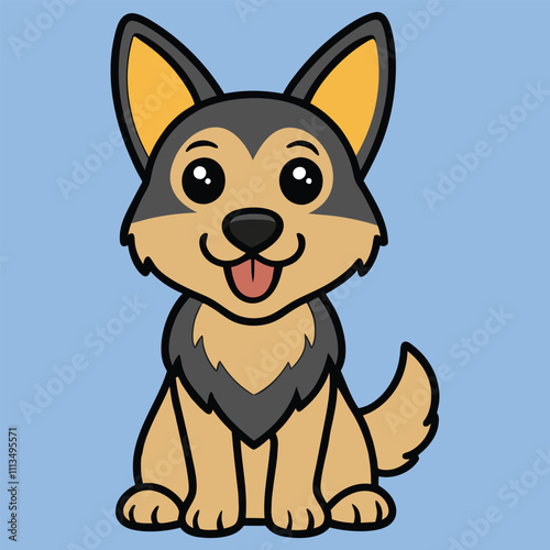 Cute Baby Shiloh Shepherd Dog Sitting Vector Illustration Design
