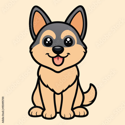 Cute Baby Shiloh Shepherd Dog Sitting Vector Illustration Design
