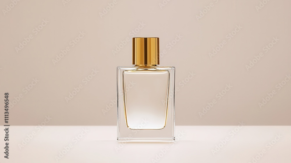 Elegant Glass Perfume Bottle Displayed on a Soft Neutral Background Showcasing a Minimalist and Luxurious Design for Beauty and Fragrance Imagery Elegant Glass Perfume Bottle Displayed on a Soft Neutral Background Showcasing a Minimalist and Luxurious Design for Beauty and Fragrance Imagery