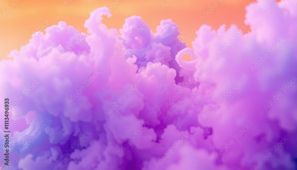 Fototapeta premium purple and pink clouds are in the air with a yellow sky