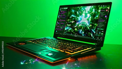 Top 10 Futuristic Gaming Laptop Abstract Background Animations: Neon Green, Orange Accents, High-Tech Vibes