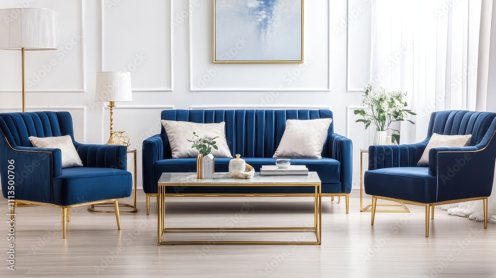 Fototapeta premium Opulent living room with luxurious furnishings and elegant decor, creating a sophisticated atmosphere.