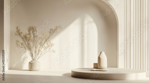 Minimalistic Modern Interior Design Featuring Light Shadows and Simple Decor Elements