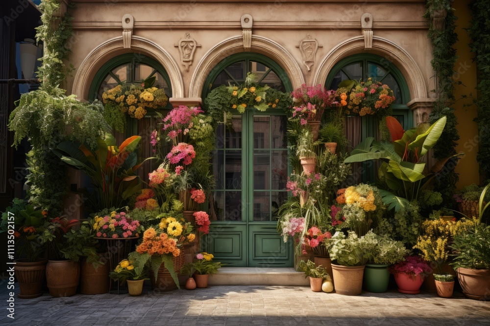 The Picturesque Building Adorned its Facade with an Array of Vibrant Potted Plants Creating a Stunning Visual Harmony The Picturesque Building Adorned its Facade with an Array of Vibrant Potted Plants Creating a Stunning Visual Harmony
