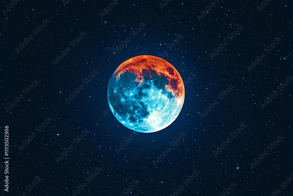 The super blue blood moon appeared in the western night skies The super blue blood moon appeared in the western night skies