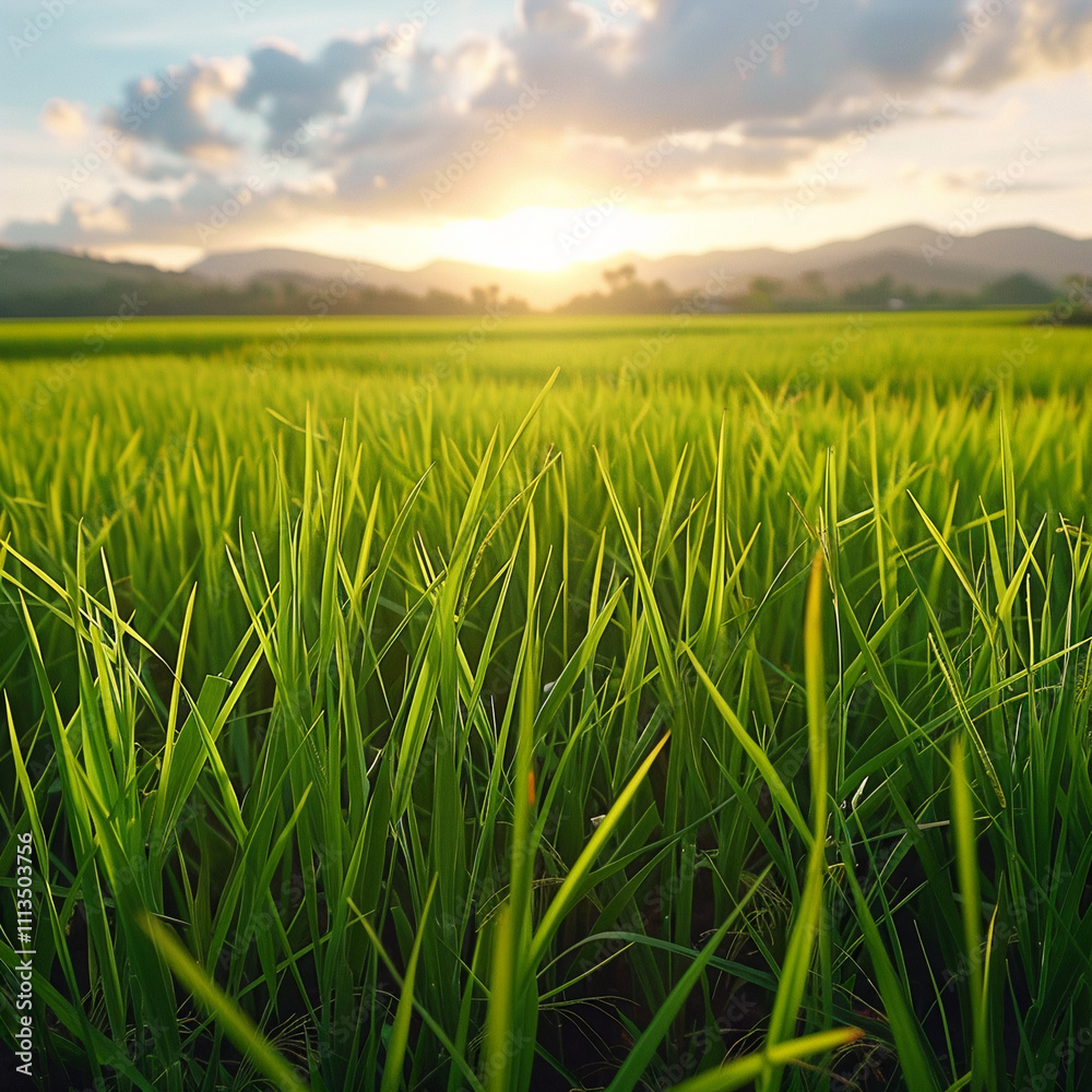 Obraz premium paddy field in the small village.