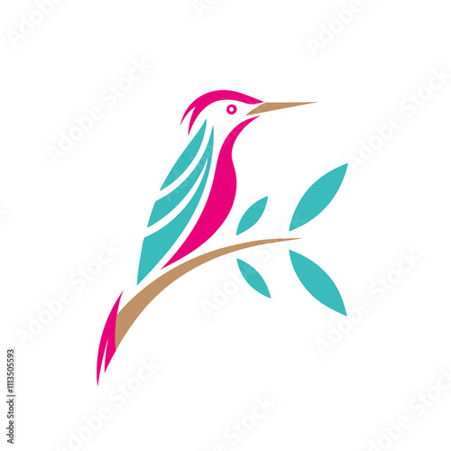 creative and minimalist bird logo illustration on white background  photo