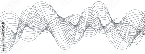 Abstract vector background with flowing waves. Geometric line panorama vector design. Background pattern seamless luxury black wave. Frequency sound wave lines and twisted curve lines