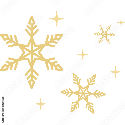 Gold Snowflakes with Sparkle