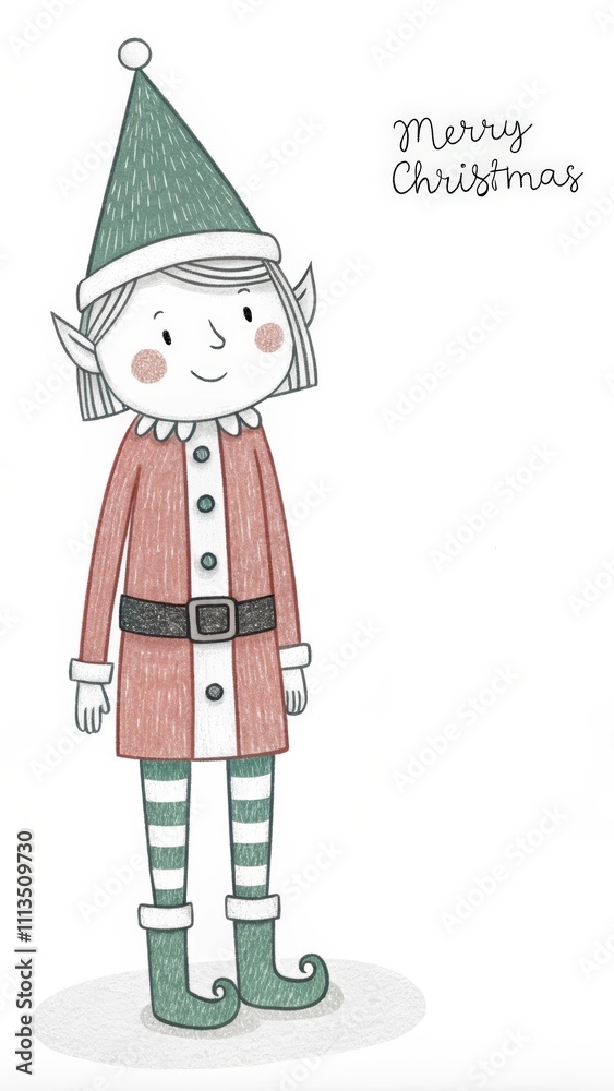 christmas elf with merry christmas background