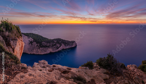 Shipwreck Bay, Navagio Beach, Zakynthos, Greece-sunset.Art photography