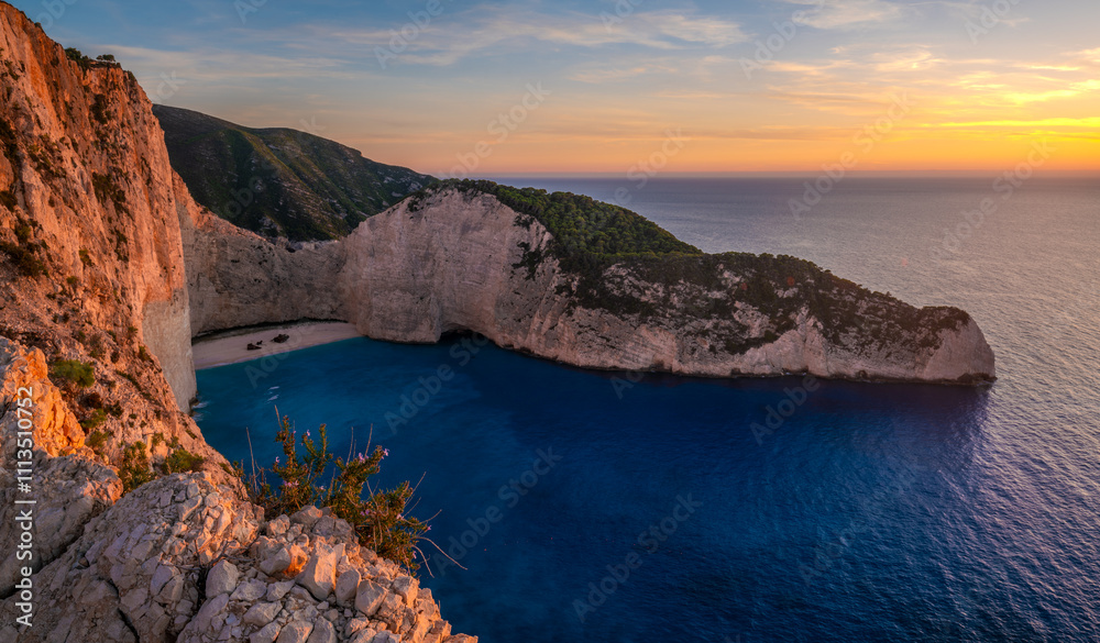 Shipwreck Bay, Navagio Beach, Zakynthos, Greece-sunset.Art photography