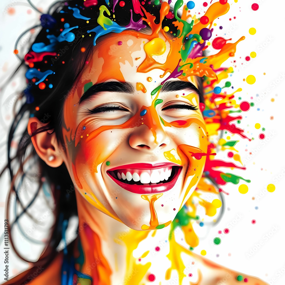 Splash of Colorful Paints Representing Happiness in Abstract Art Splash of Colorful Paints Representing Happiness in Abstract Art