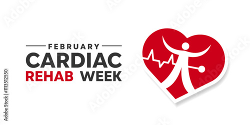 National Cardiac Rehab Week. Heartbeat and people. Suitable for cards, banners, posters, social media and more. White background. 