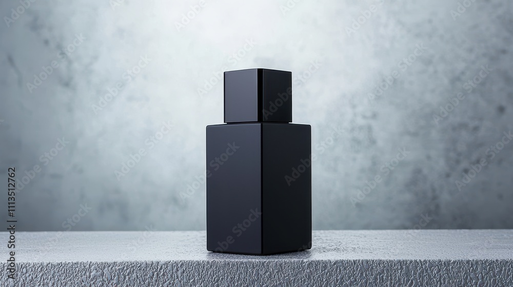 Elegant Black Perfume Bottle on Textured Surface with Soft Lighting, Ideal for Advertising, Branding or Luxury Product Photography in Modern Style Elegant Black Perfume Bottle on Textured Surface with Soft Lighting, Ideal for Advertising, Branding or Luxury Product Photography in Modern Style