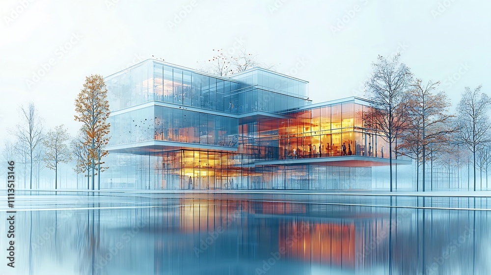 Obraz premium Futuristic Digital Campus for Global and Local Educational and Innovation