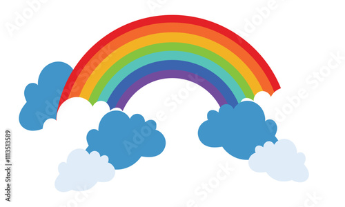 Rainbow with clouds. simple colorful rainbow art for kids design element. isolated on white background design Template, . Vector illustration . EPS 10