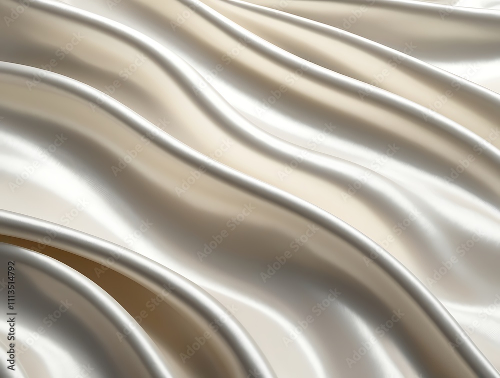 Fototapeta premium Cream and white waves of swirling abstract background liquid, random seamless pattern wallpaper