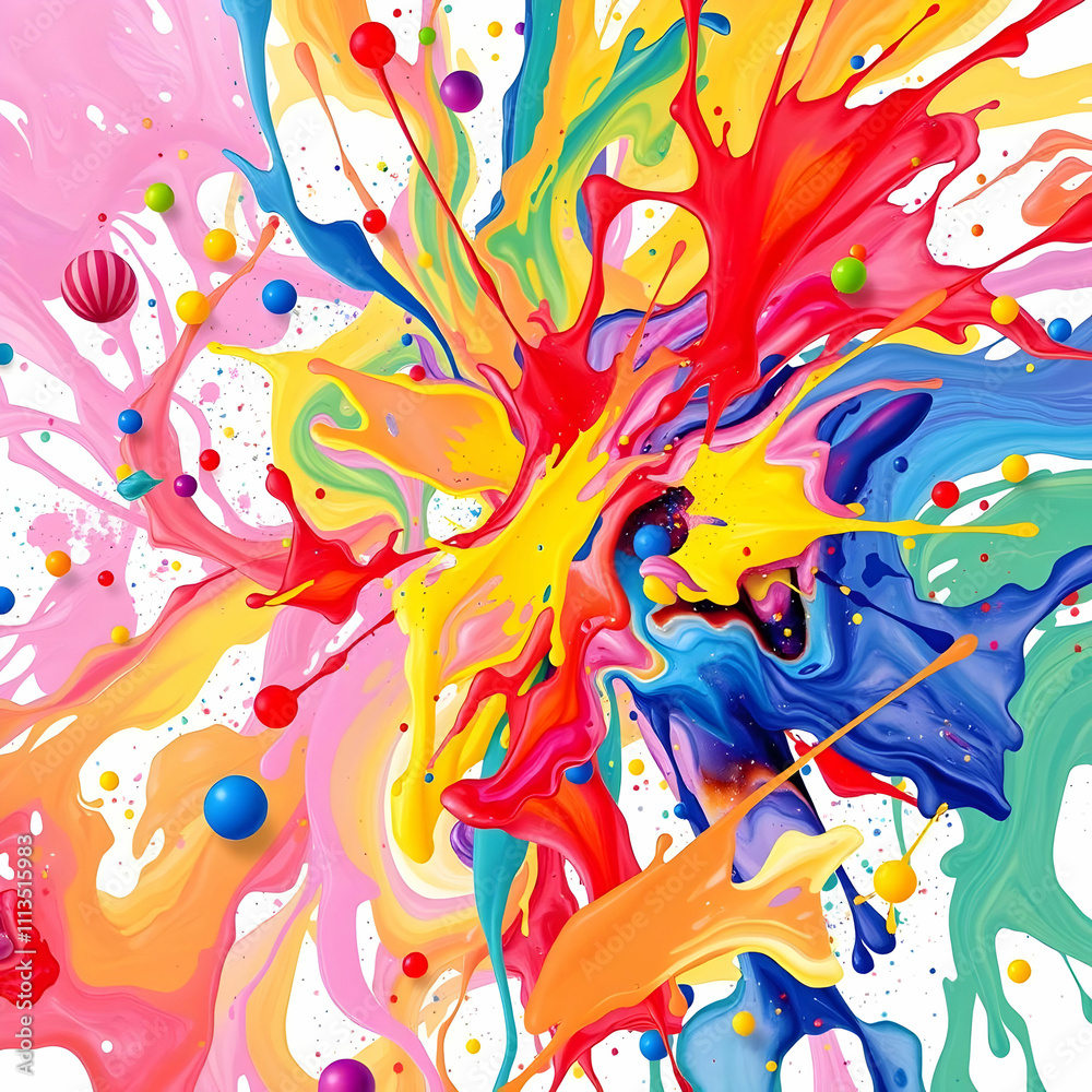 Fototapeta premium Splash of Colorful Paints Representing Happiness in Abstract Art