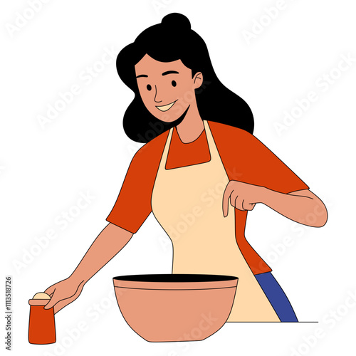 Woman Cooking Vectors & Illustrations